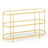 3 Tier TV Stand Console Table with Tempered Glass Shelves for Living Room-Golden