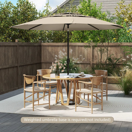 Parasol windproof stable 300 cm garden umbrella with crank on both sides can be folded by 30 Beige