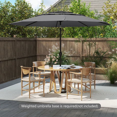 Parasol windproof stable 300 cm garden umbrella with crank, can be folded by 30 on both sides, grey