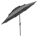 Parasol windproof stable 300 cm garden umbrella with crank, can be folded by 30 on both sides, grey
