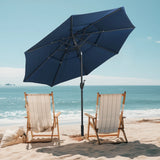 Parasol windproof stable 300 cm garden umbrella with crank, can be folded 30 on both sides, navy blue