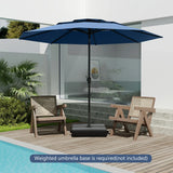 Parasol windproof stable 300 cm garden umbrella with crank, can be folded 30 on both sides, navy blue