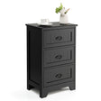 3-Drawer Vintage Bedside Table with Metal Handles &amp; Anti-toppling Device-Black