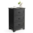 3-Drawer Vintage Bedside Table with Metal Handles &amp; Anti-toppling Device-Black