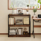 Industrial Bookcase with Open Shelves &amp; Robust Metal Frame Vintage Corner Shelf