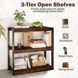 Industrial Bookcase with Open Shelves &amp; Robust Metal Frame Vintage Corner Shelf
