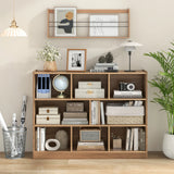 3-Tier Open Bookshelf Storage Cabinet with 8 Cubies-Natural