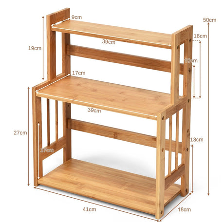 3 Tier Bamboo Spice Rack Storage Shelves for Kitchen Counter Storage
