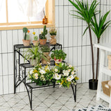 3 Tier Stair Style Metal Plant Stand Garden Shelf Flower Pot Display Rack-Black
