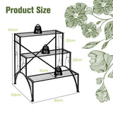 3 Tier Stair Style Metal Plant Stand Garden Shelf Flower Pot Display Rack-Black