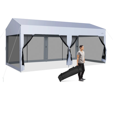 10 x 20 Feet Pop up Canopy Tent with Removable Sidewalls for Party-White