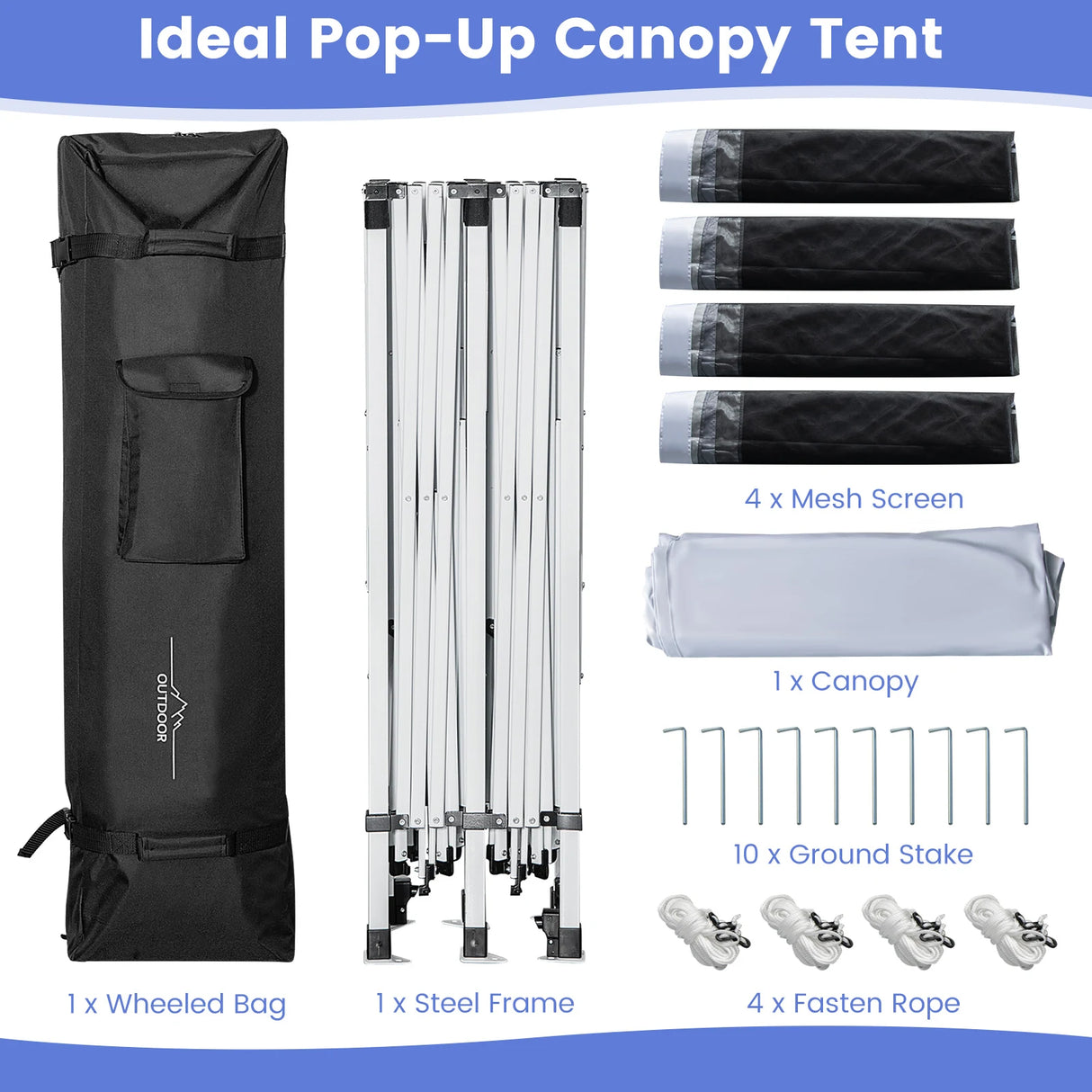 10 x 20 Feet Pop up Canopy Tent with Removable Sidewalls for Party-White