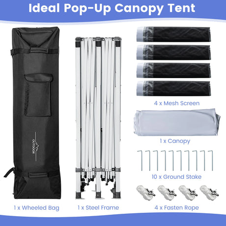 10 x 20 Feet Pop up Canopy Tent with Removable Sidewalls for Party-White