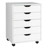 5 Drawer Mobile Lateral Filing Storage Home Office Floor Cabinet with Wheels-White