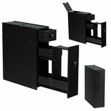 Freestanding  Slim Bathroom Storage Cabinet with Slide-out Drawers for Small/ Narrow Bathroom-Black