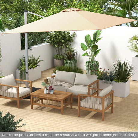300cm Patio Cantilever Umbrella with 360 Rotation and Adjustable Tilt-Beige