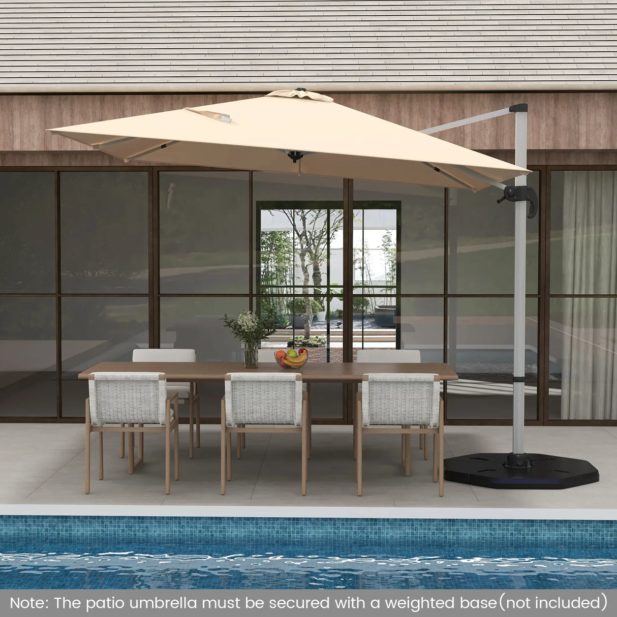 300cm Patio Cantilever Umbrella with 360 Rotation and Adjustable Tilt-Beige