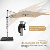 300cm Patio Cantilever Umbrella with 360 Rotation and Adjustable Tilt-Beige