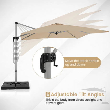 300cm Patio Cantilever Umbrella with 360 Rotation and Adjustable Tilt-Beige