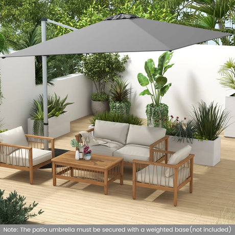 300cm Patio Cantilever Umbrella with 360 Rotation and Adjustable Tilt-Grey
