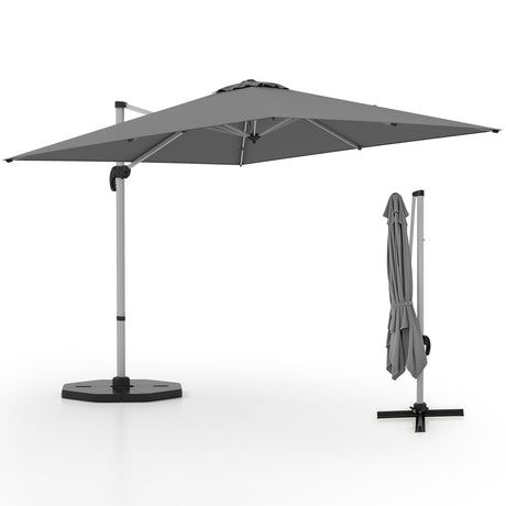 300cm Patio Cantilever Umbrella with 360 Rotation and Adjustable Tilt-Grey