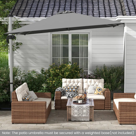 300cm Patio Cantilever Umbrella with 360 Rotation and Adjustable Tilt-Grey
