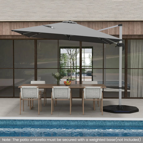 300cm Patio Cantilever Umbrella with 360 Rotation and Adjustable Tilt-Grey