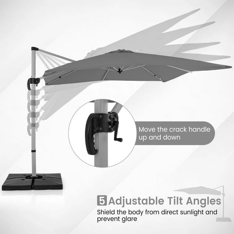 300cm Patio Cantilever Umbrella with 360 Rotation and Adjustable Tilt-Grey