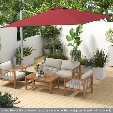 10 FT Outdoor Patio Umbrella Square Cantilever Umbrella with 360 Rotation and Adjustable Tilt-Red
