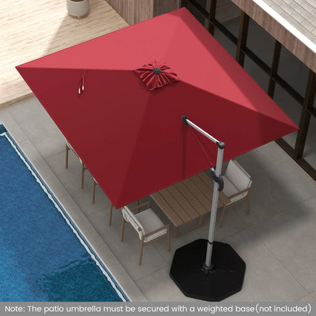 10 FT Outdoor Patio Umbrella Square Cantilever Umbrella with 360 Rotation and Adjustable Tilt-Red