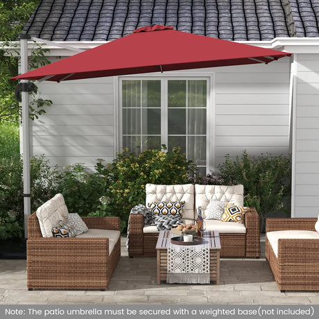 10 FT Outdoor Patio Umbrella Square Cantilever Umbrella with 360 Rotation and Adjustable Tilt-Red