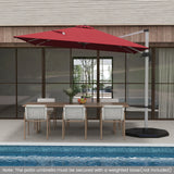 10 FT Outdoor Patio Umbrella Square Cantilever Umbrella with 360 Rotation and Adjustable Tilt-Red