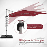 10 FT Outdoor Patio Umbrella Square Cantilever Umbrella with 360 Rotation and Adjustable Tilt-Red