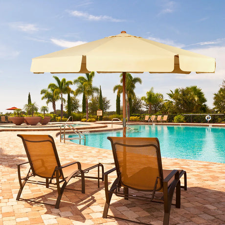 3m Parasol Garden Parasol Tilting Patio Parasol made of wood &amp; waterproof polyester fabric with UV protection beige