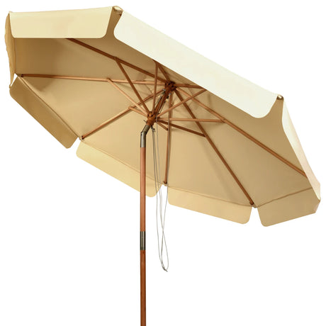 3m Parasol Garden Parasol Tilting Patio Parasol made of wood &amp; waterproof polyester fabric with UV protection beige