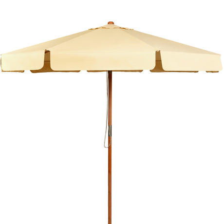 3m Parasol Garden Parasol Tilting Patio Parasol made of wood &amp; waterproof polyester fabric with UV protection beige