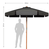 300 CM Patio Market Table Umbrella with Adjustable Height and Angle-Black