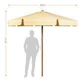 3m Parasol Garden Parasol Tilting Patio Parasol made of wood &amp; waterproof polyester fabric with UV protection beige