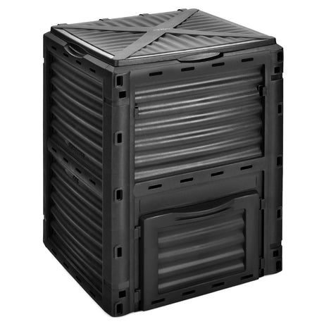 80-Gallon Outdoor Composter with Large Openable Lid and Bottom Exit Door-Black