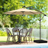 300cm Hanging Offset Umbrella with 40 LED Lights Solar Panel Batteries-Beige