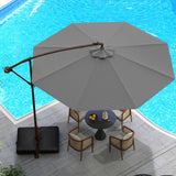 300cm Hanging Offset Umbrella with 40 LED Lights Solar Panel Batteries-Grey