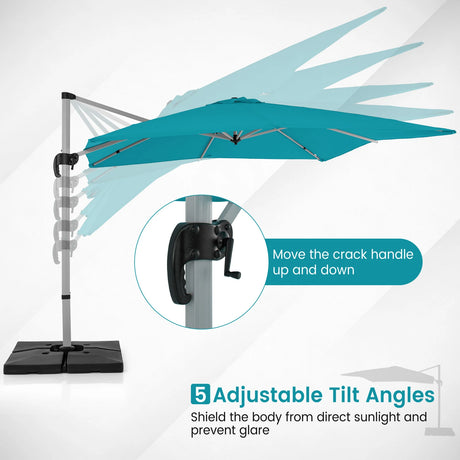 300cm Patio Cantilever Umbrella with 360 Rotation and Adjustable Tilt-Blue