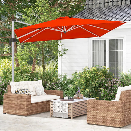 300cm Patio Cantilever Umbrella with 360 Rotation and Adjustable Tilt-Orange