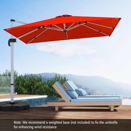 300cm Patio Cantilever Umbrella with 360 Rotation and Adjustable Tilt-Orange