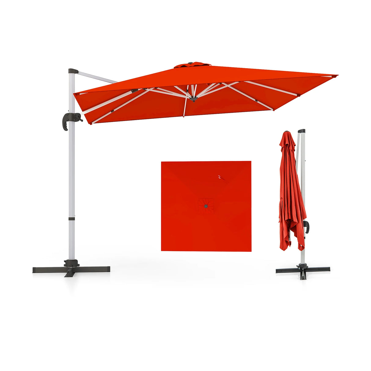 300cm Patio Cantilever Umbrella with 360 Rotation and Adjustable Tilt-Orange