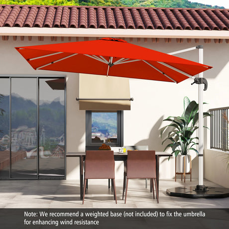 300cm Patio Cantilever Umbrella with 360 Rotation and Adjustable Tilt-Orange