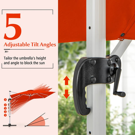 300cm Patio Cantilever Umbrella with 360 Rotation and Adjustable Tilt-Orange