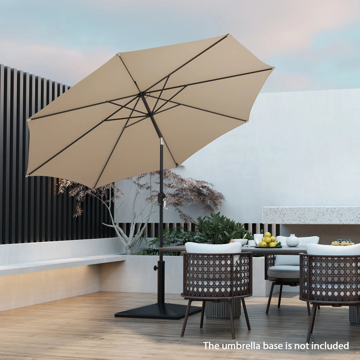 3M Patio Umbrella 8 Ribs with Tilt Mechanism and Crank Handle and Vented Top-Beige