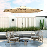 3M Patio Umbrella 8 Ribs with Tilt Mechanism and Crank Handle and Vented Top-Beige