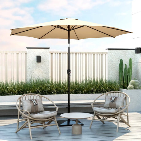 3M Patio Umbrella 8 Ribs with Tilt Mechanism and Crank Handle and Vented Top-Beige